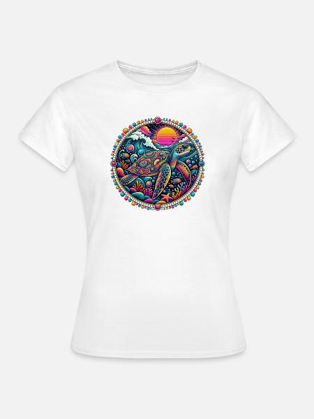 Psychedelische Meeresschildkröte - Frauen T-Shirt - Weiß