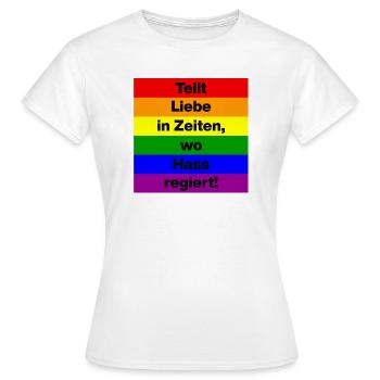TEILT LIEBE IN ZEITEN, WO HASS REGIERT! NONZS  - Frauen T-Shirt - Weiß - Vorne - AI Model Female 172 dark (172cm)