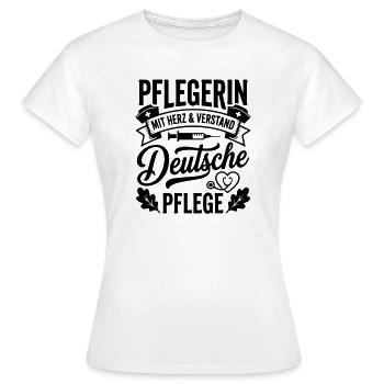 Pflege mit Herz & Verstand - Frauen T-Shirt - Weiß - Vorne - AI Model Female 172 dark (172cm)