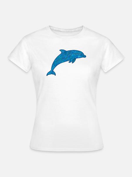 Delfin_blau - Frauen T-Shirt - Weiß