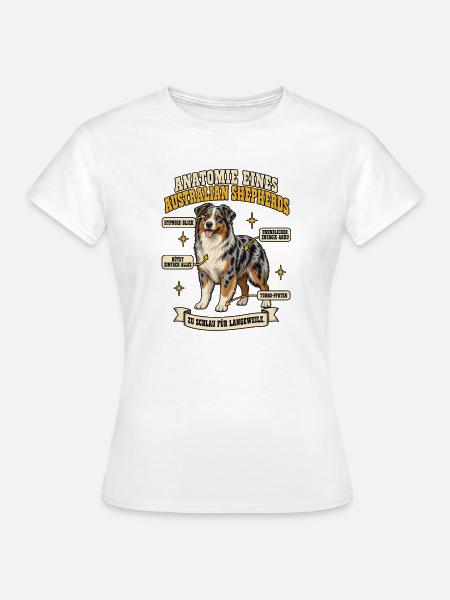 Anatomie eines Australian Shepherds - Frauen T-Shirt - Weiß