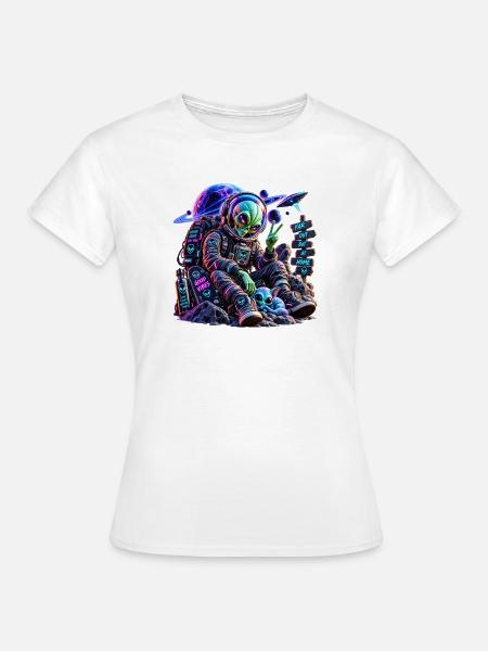 Kosmischer Alien Reisender - Frauen T-Shirt - Weiß