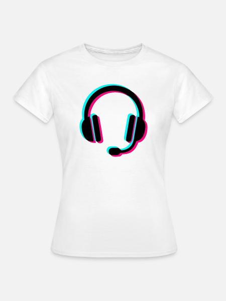 Gamer Headset Glitch Icon - Frauen T-Shirt - Weiß