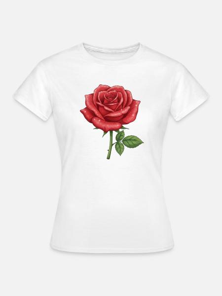 Rote Rose - Frauen T-Shirt - Weiß