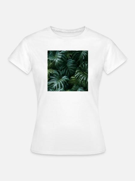 Dunkelgrünes tropisches Laub - Frauen T-Shirt - Weiß