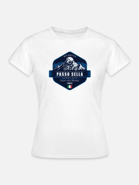 Passo Sella Südtirol Trentino Italien Motorrad - Frauen T-Shirt - Weiß
