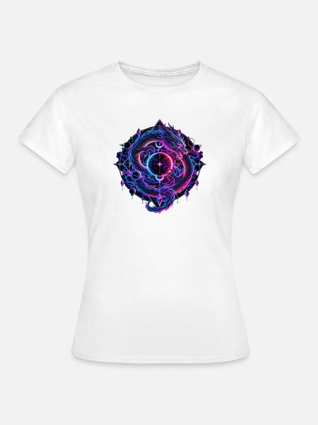 Kosmischer Drache – Mystisches Fantasy Wesen - Frauen T-Shirt - Weiß