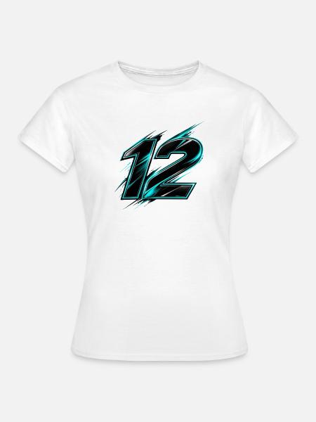Neon 12 Ziffernstreifen - Frauen T-Shirt - Weiß