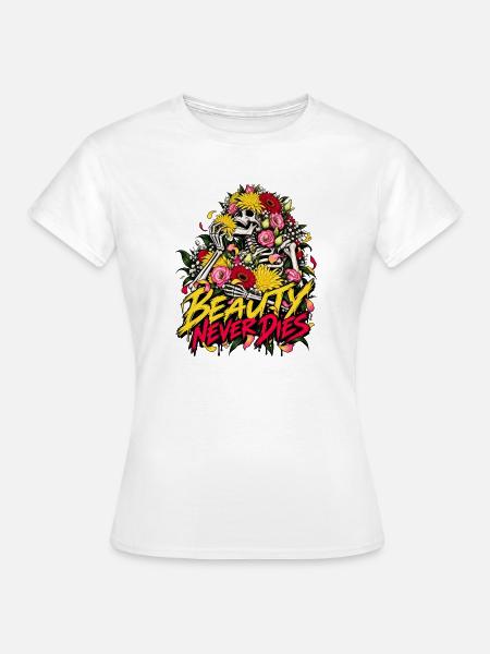 Blumen-Skelett: Schönheit Lebt - Frauen T-Shirt - Weiß