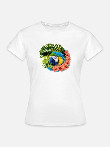 ara mit Palmblättern - Frauen T-Shirt - Weiß