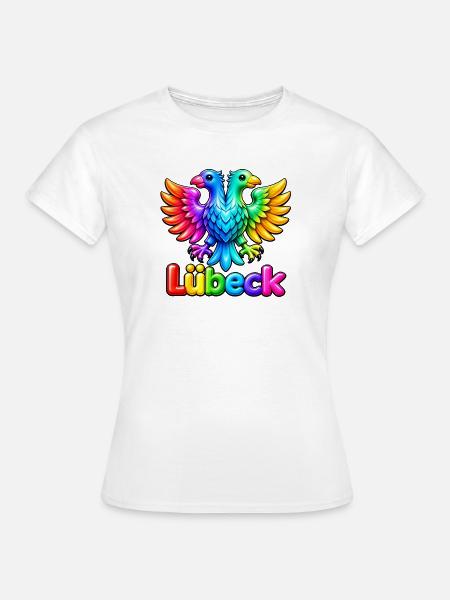 Lübeck unter dem Regenbogen - Frauen T-Shirt - Weiß