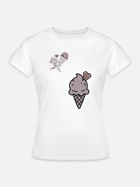 Schoko Eiswaffel Herz Icon - Frauen T-Shirt - Weiß