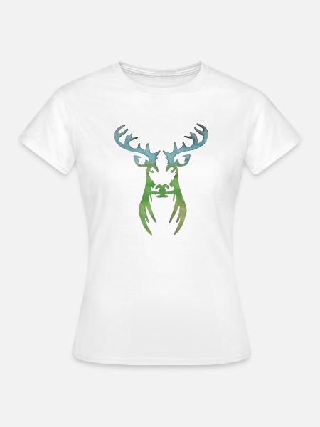 Wasserfarbiger Hirschkopf Silhouette - Frauen T-Shirt - Weiß