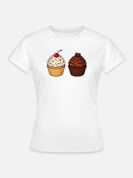 Cupcake Duo: Vanille & Schoko - Frauen T-Shirt - Weiß