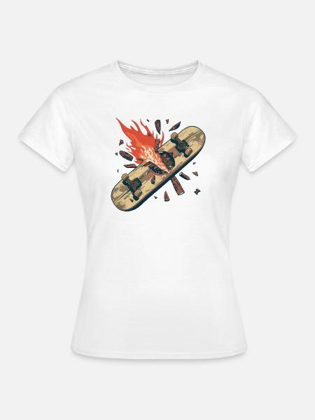Skate Skateboard, kaputtes Müllfeuer - Frauen T-Shirt - Weiß