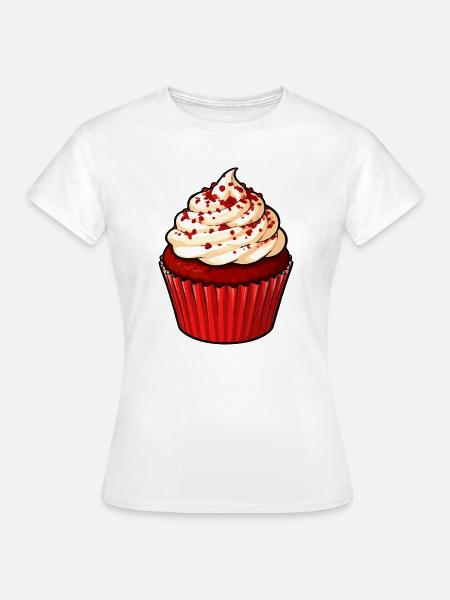 Roter Cupcake mit Sahnecreme - Frauen T-Shirt - Weiß