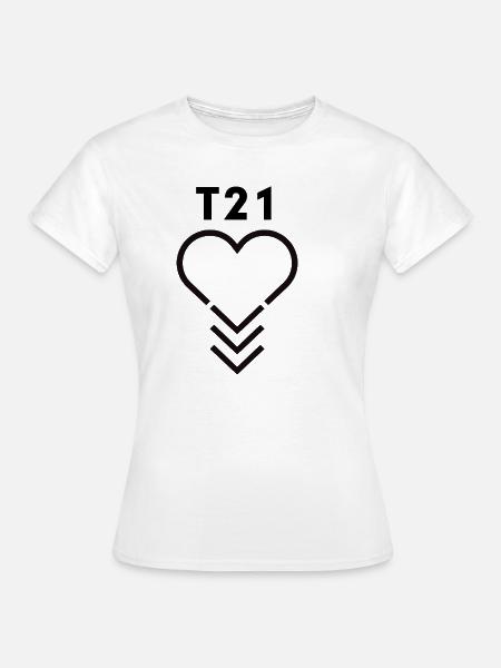 Down-Syndrom-Bewusstsein T21-Herz - Frauen T-Shirt - Weiß