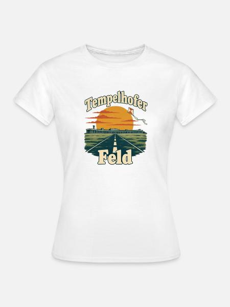 Tempelhofer Feld – Retro-Flughafen mit Drachen - Frauen T-Shirt - Weiß