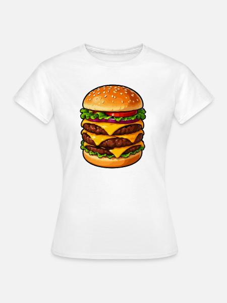 Dreifacher Cheeseburger Kraft - Frauen T-Shirt - Weiß