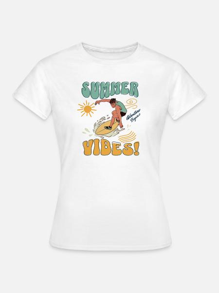 Summer Vibes Surfer - Frauen T-Shirt - Weiß