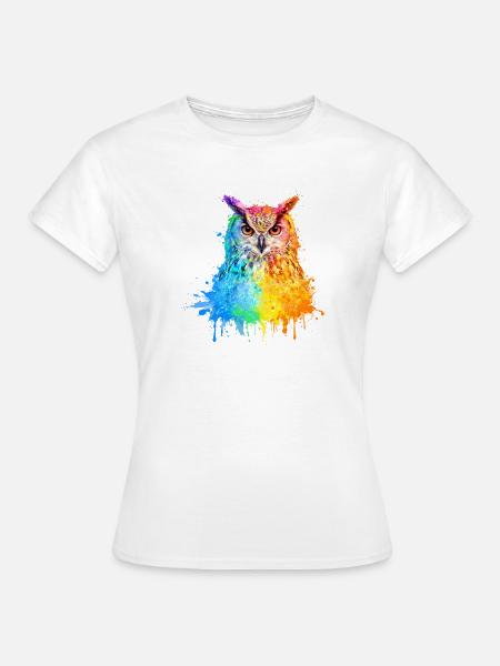 Eule Aquarell Illustration - Frauen T-Shirt - Weiß