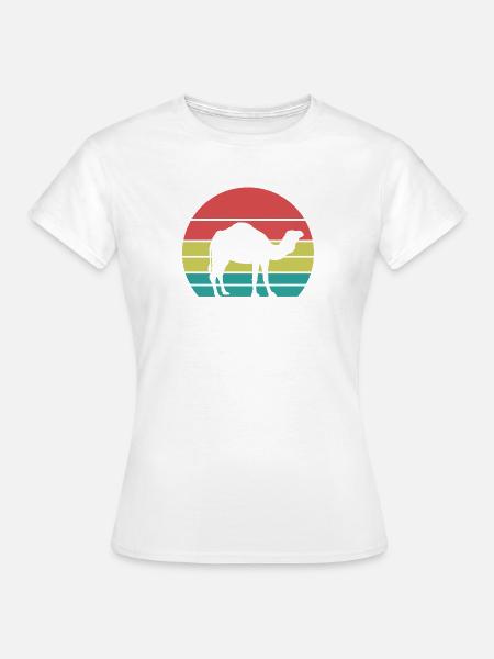Kamel Silhouette Retro Style - Frauen T-Shirt - Weiß