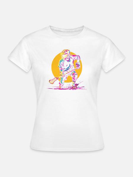 Lacrosse Spieler Synthwave - Frauen T-Shirt - Weiß