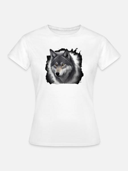 Wolfportrait mit Nebelschwaden - Frauen T-Shirt - Weiß