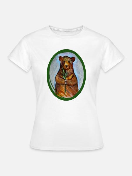 Bear mit Bambus-Wunsch - Frauen T-Shirt - Weiß