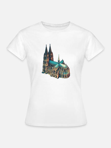 Kölner Dom Retro - Frauen T-Shirt - Weiß