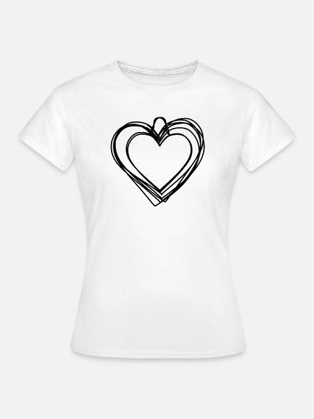 Lebkuchenherz handgezeichnet - Frauen T-Shirt - Weiß