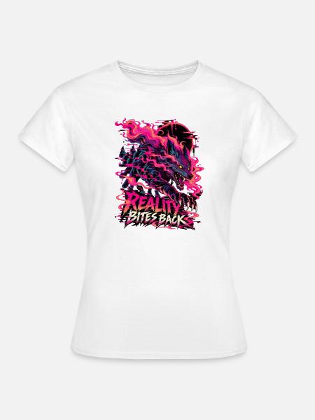 Neon Drache Flammensturm - Frauen T-Shirt - Weiß