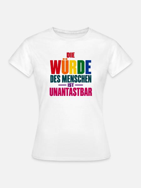 Die Würde des Menschen – Buntes Grundrechte-Motiv - Frauen T-Shirt - Weiß