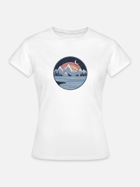 Mondnacht Bergsee Panorama - Frauen T-Shirt - Weiß