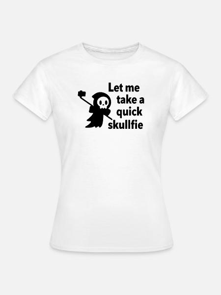 Skelett-Selfie mit Selfie-Stick - Frauen T-Shirt - Weiß