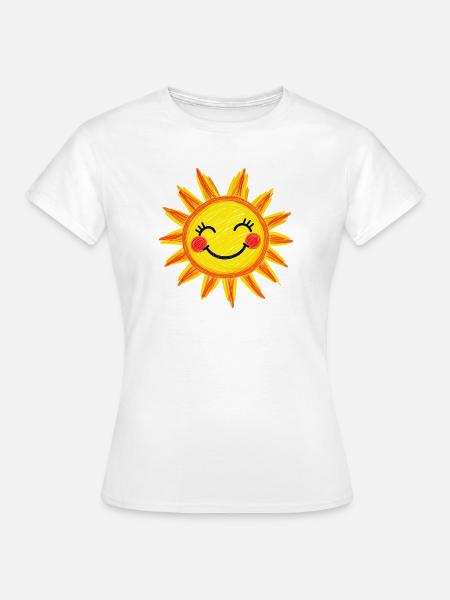 Lächelnde Sonne Crayon-Stil - Frauen T-Shirt - Weiß