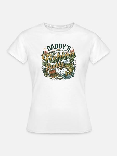 Daddy's Fishing Buddy Outdoor-Campingsee - Frauen T-Shirt - Weiß