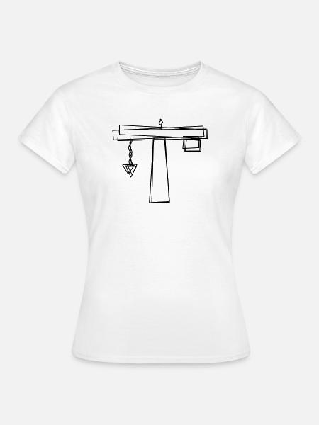 Baukran handgezeichnet - Frauen T-Shirt - Weiß