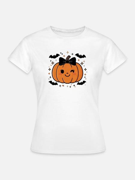 Cute Halloween Pumpkin Y2K Retro - Frauen T-Shirt - Weiß