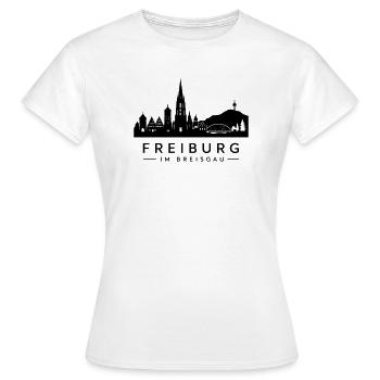 Skyline Freiburg im Breisgau - Frauen T-Shirt - Weiß - Vorne - AI Model Female 172 dark (172cm)
