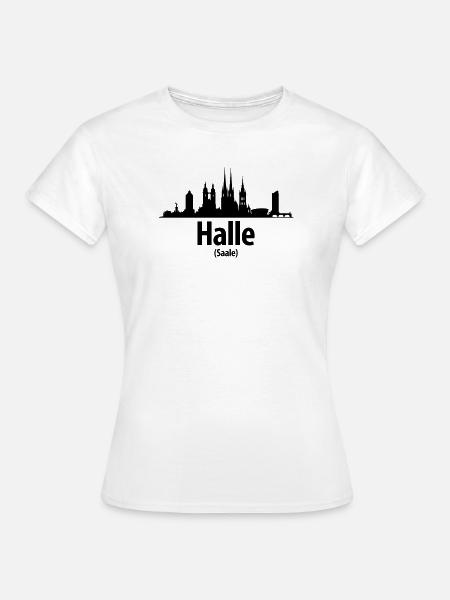 Halle Skyline - Frauen T-Shirt - Weiß