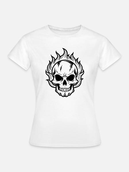 Flammender Schädel - Frauen T-Shirt - Weiß