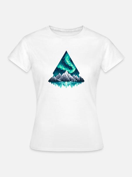 Geometrische Bergkette in Teal - Frauen T-Shirt - Weiß