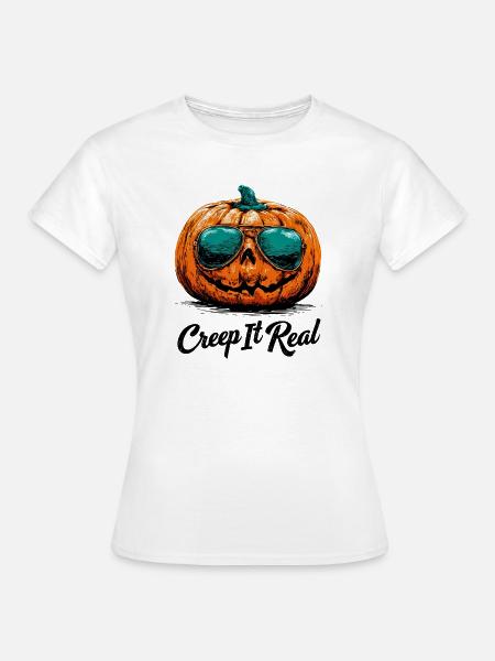 Kürbis-Sonnenbrille: Creep It Real - Frauen T-Shirt - Weiß