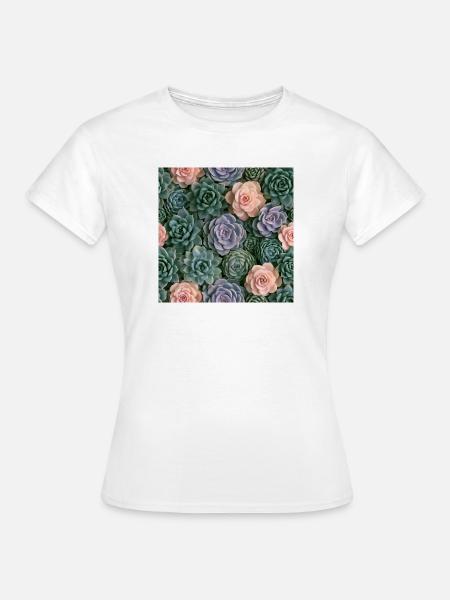 Pastellrosa und Sukkulenten - Frauen T-Shirt - Weiß