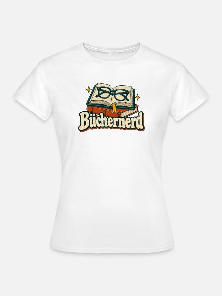 Büchernerd – Bücher mit Lesebrille im Retro-Stil - Frauen T-Shirt - Weiß