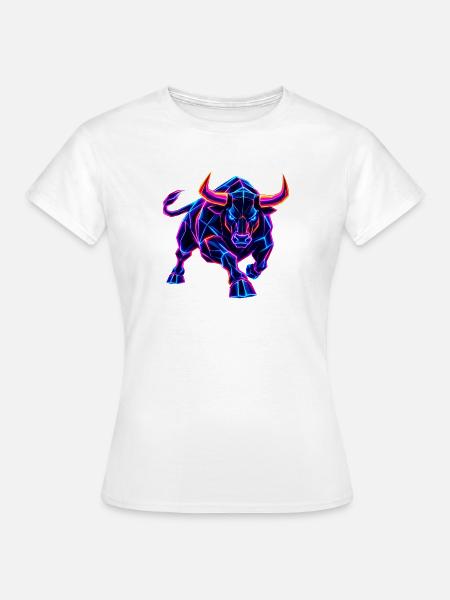 Neon Wall Street Bullenmacht - Frauen T-Shirt - Weiß