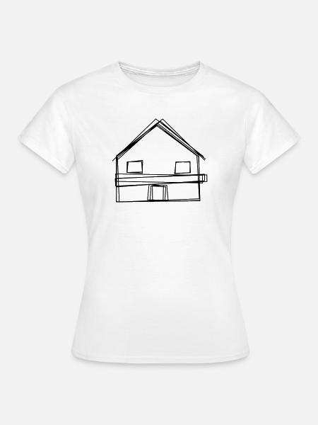 Berghütte handgezeichnet - Frauen T-Shirt - Weiß