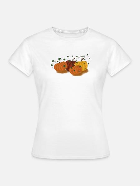 Herbstliche Kürbisranken Muster - Frauen T-Shirt - Weiß