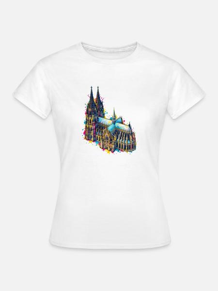Kölner Dom Aquarell-Splash - Frauen T-Shirt - Weiß